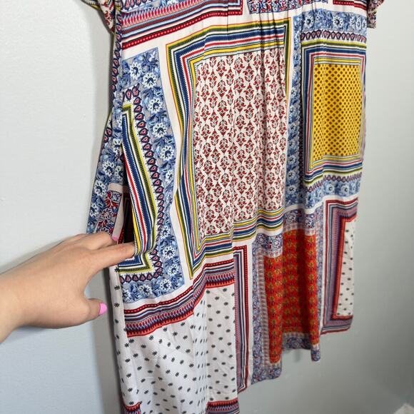 Vermont Country Store Scarf Print Patchwork Denim Dress Womens S - Picture 4 of 7